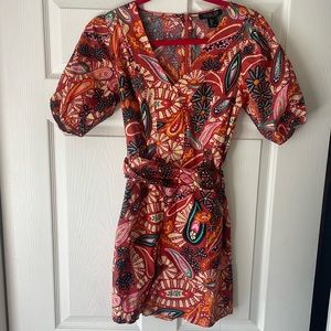 Rachel Zoe Resort boho puff sleeve shorts jumper and belt size small